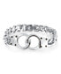 ფოტო #1 პროდუქტის Biker Jewelry Interlocking Handcuff Bracelet with Padlock Curb Chain Stainless Steel 8 Inch