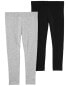 Toddler 2-Pack Gray & Black Leggings Set 5T