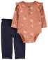 Фото #3 товара Baby 2-Piece Floral Bodysuit Pant Set 18M