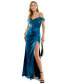 Фото #1 товара Juniors' Cowl-Neck High-Slit Boned-Bodice Gown