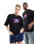 Фото #2 товара Weekday Unisex oversized t-shirt with butterfly cartoon print in black exclusive to ASOS