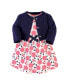 ფოტო #1 პროდუქტის Baby Girls Baby Organic Cotton Dress and Cardigan 2pc Set, Coral Rose