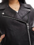 ONLY Curve faux leather biker waistcoat in black