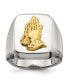 Фото #1 товара Stainless Steel 14k Gold Accent Polished Praying Hands Ring