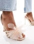 Simmi London Wide Fit Brixley heeled sandal with flower corsage in blush