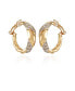 Фото #1 товара Gold-Tone Woven Glass Stone Clip On Hoop Earrings