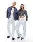 Фото #10 товара Weekday Unisex Raheem joggers with side poppers in silver grey exclusive to ASOS