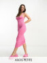 Фото #1 товара ASOS DESIGN Petite knitted square neck midi dress in pink