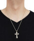 ფოტო #2 პროდუქტის Men's Polished Nugget Crucifix 22" Pendant Necklace in 10k Yellow & White Gold