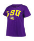 Фото #2 товара Women's Purple LSU Tigers Plus Size Arch Over Logo Scoop Neck T-shirt