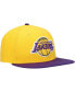 Фото #3 товара Men's Gold, Purple Los Angeles Lakers Two-Tone No Shot Captain Snapback Hat