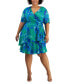 Plus Size Printed Faux-Wrap Ruffle-Hem Dress