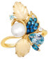 ფოტო #1 პროდუქტის Ombré® Multi-Gemstone (2-1/3 ct. t.w.), Vanilla Pearl (6mm), & Vanilla Diamond Ring in 14k Gold
