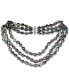 ფოტო #1 პროდუქტის Baroque Cultured Freshwater Pearl (8-9mm) Triple Row 16"-18" Collar Necklace (Also in Black Baroque Cultured Freshwater Pearl)