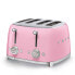 Фото #1 товара SMEG toaster TSF03PKEU (Pink) - 4 slice(s) - Pink - Steel - Buttons - Level - Rotary - 50's Style - China