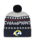 Фото #2 товара Men's '47 Gray, Navy Los Angeles Rams Super Bowl LVI Champions Clapboard Cuffed Pom Knit Hat