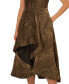 ფოტო #4 პროდუქტის Women's Notch-Neck High-Low-Hem Metallic Gold Dress