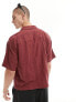 Abercrombie & Fitch cropped short sleeve shirt relaxed fit in burgundy Красный, 2XL - фото #7