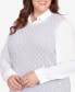 ფოტო #4 პროდუქტის Plus Size Isn't It Romantic Collar Layered Imitation Pearl Trim Sweater