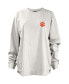 Фото #3 товара Women's White Distressed Clemson Tigers Pennant Stack Oversized Long Sleeve T-shirt