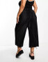 ASOS DESIGN Curve plisse wide leg trouser culottes in black