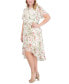 ფოტო #3 პროდუქტის Plus Size Printed Faux-Wrap Tie-Waist Dress