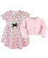 ფოტო #3 პროდუქტის Baby Girls Baby Organic Cotton Dress and Cardigan 2pc Set, Ditsy Floral