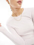 Weekday slim fit long sleeve t-shirt in light pink