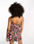 ASOS DESIGN corset plunge mini dress with corsage detail in floral print