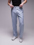 Фото #1 товара Topman wide leg linen mix trousers in light blue