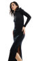Фото #8 товара Miss Selfridge zip up long sleeve midi dress in black