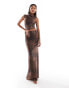 Фото #1 товара ASOS DESIGN co-ord stretch satin column maxi skirt in brown snake