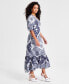 Фото #2 товара Petite Ruffled-Hem Elbow-Sleeve Maxi Dress