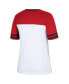 ფოტო #4 პროდუქტის Women's White, Heather Red Wisconsin Badgers Frost Yourself Notch Neck T-shirt