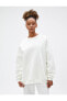 Oversize Sweatshirt Basic Bisiklet Yaka Uzun Kollu