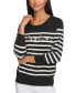 Фото #2 товара Women's Embellished Striped 3/4-Sleeve Sweater