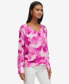 ფოტო #3 პროდუქტის Women's Long Sleeve Printed V-Neck Blouse