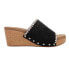 Corkys Stitch N Slide Studded Embroidered Wedge Womens Black Casual Sandals 41-