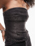 Topshop co ord denim corset in dirty washed black Черный, 40 - фото #5