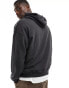 Abercrombie & Fitch chainstitch embroidered logo french terry hoodie in washed black