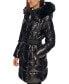 Фото #4 товара Women's Belted Faux-Fur-Trim Hooded Puffer Coat