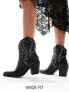 Фото #1 товара Glamorous Wide Fit western ankle boots in black