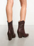 Фото #3 товара Free People brayden leather toe-cap detail cowboy ankle boots in hot fudge