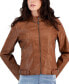 Фото #3 товара Juniors' Faux-Leather Long-Sleeve Moto Jacket