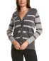 Kier + J Striped Cashmere Cardigan Women's Grey S