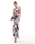 Фото #1 товара ASOS DESIGN satin halter maxi dress with shaped back detail in overscale floral print