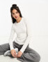 & Other Stories ribbed long sleeve top in white