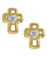 ფოტო #1 პროდუქტის Children's Cubic Zirconia Cross Earrings in 14k Yellow Gold