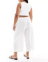 ASOS DESIGN Curve pull on culotte with linen in white