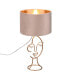 Tischlampe Nachttisch Samt Beige Gold